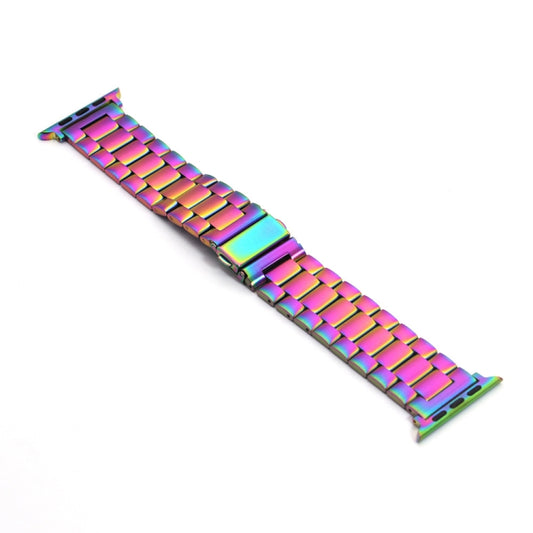 For Apple Watch Series 10 42mm / 9&8&7 41mm / SE 3&SE 2&6&SE&5&4 40mm / 3&2&1 38mm Fold Buckle 3 Beads Stainless Steel Watch Band (Colour) by bashfashion