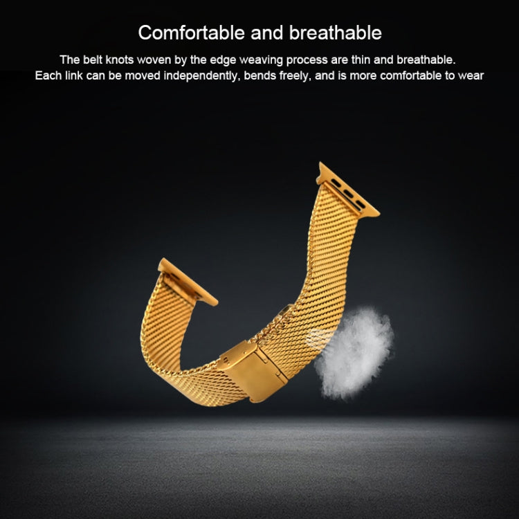 304 Stainless Steel Milanese Watch Band with Connector For Apple Watch Series 10 42mm / 9&8&7 41mm / SE 3&SE 2&6&SE&5&4 40mm / 3&2&1 38mm(Gold) by bashfashion
