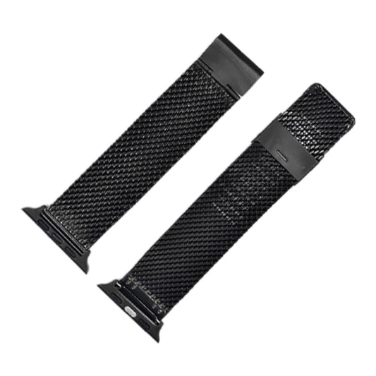 304 Stainless Steel Milanese Watch Band with Connector For Apple Watch Ultra 49mm&Watch Ultra 2 49mm / Series 10 46mm / 9&8&7 45mm / SE 3&SE 2&6&SE&5&4 44mm / 3&2&1 42mm(Black) by bashfashion