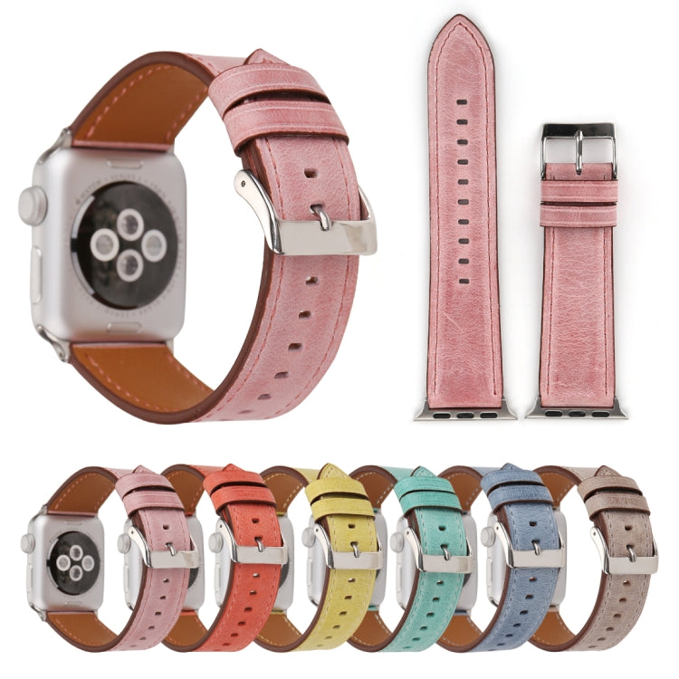 For Apple Watch Ultra 49mm&Watch Ultra 2 49mm / Series 10 46mm / 9&8&7 45mm / SE 3&SE 2&6&SE&5&4 44mm / 3&2&1 42mm Fresh Style Genuine Leather Watch Band(Yellow) by bashfashion