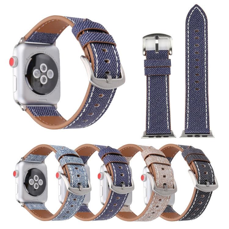 For Apple Watch Series 10 42mm / 9&8&7 41mm / SE 3&SE 2&6&SE&5&4 40mm / 3&2&1 38mm Simple Fashion Genuine Leather Cowboy Pattern Watch Band(Grey) by bashfashion