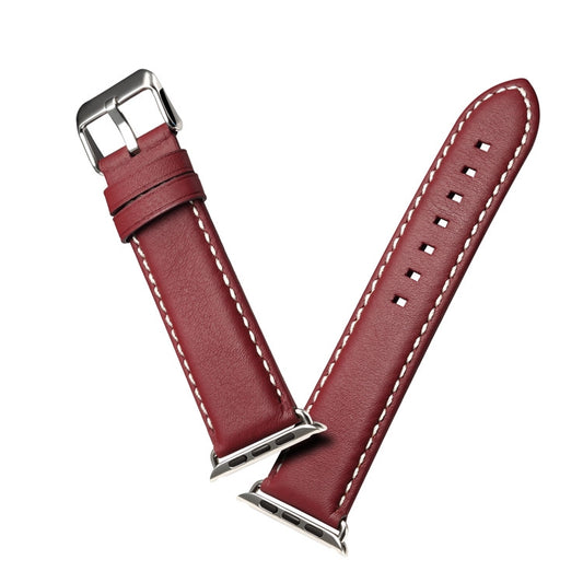 Denior Environmental Luxury Car Watch Leather Watch Band for Apple Watch Ultra 49mm&Watch Ultra 2 49mm / Series 10 46mm / 9&8&7 45mm / SE 3&SE 2&6&SE&5&4 44mm / 3&2&1 42mm(Dark Red) by Denior