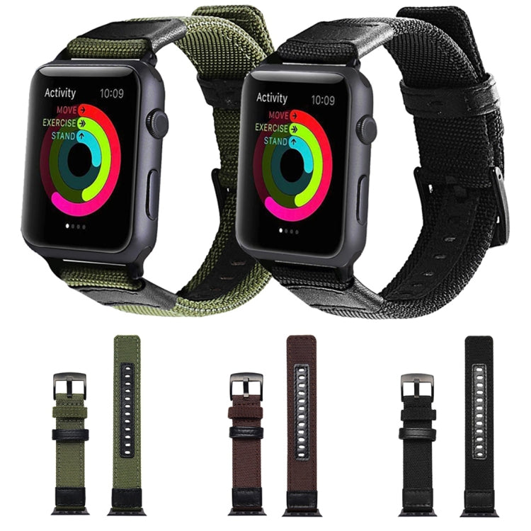 Jeep Style Nylon Wrist Watch Band with Stainless Steel Buckle for Apple Watch Series 3 & 2 & 1 42mm (Brown) by bashfashion