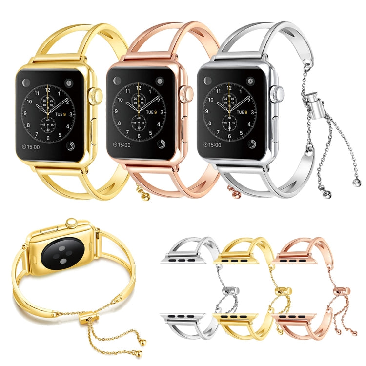 Letter V Shape Bracelet Metal Wrist Watch Band with Stainless Steel Buckle for Apple Watch Series 10 42mm / 9&8&7 41mm / SE 3&SE 2&6&SE&5&4 40mm / 3&2&1 38mm(Rose Gold) by bashfashion