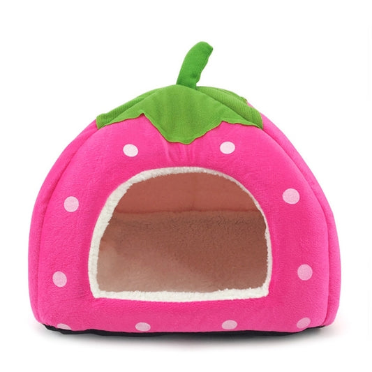 Strawberry Shaped Foldable Short Plush Pet House Nest, Size: L(Pink) by bashfashion