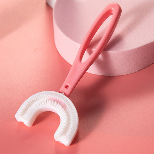 10 PCS U-shaped Children Baby Hand-held Soft Toothbrush Brushing Artifact for 6-12 Years Old, Style: Straight Handle (Pink) by bashfashion