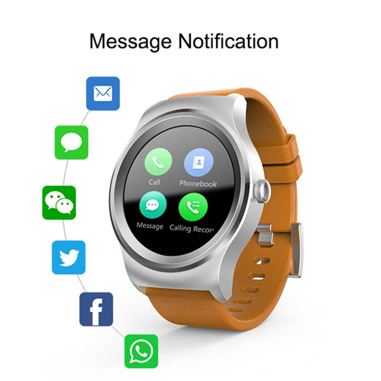 SMA-Round 1.28 inch Color Touch Screen Bluetooth Leather Strap Smart Watch, Waterproof, Support Voice Control / Heart Rate Monitor / Sleep Monitor / Bluetooth Camera, Compatible with Android and iOS System by bashfashion