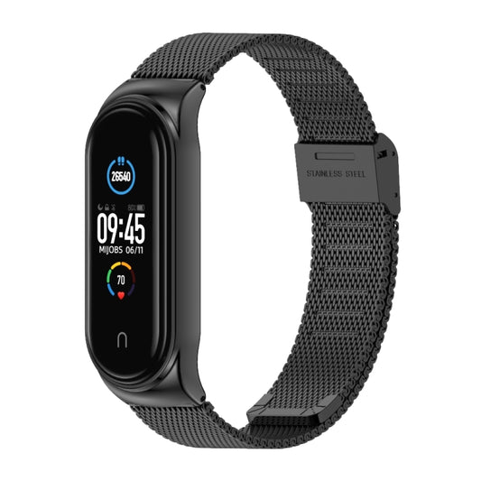 Mijobs Milan CS Screwless Buckle Metal Watch Band Case for Xiaomi Mi Band 3 & 4 & 5 & 6, Host not Included(Black) by MIJOBS