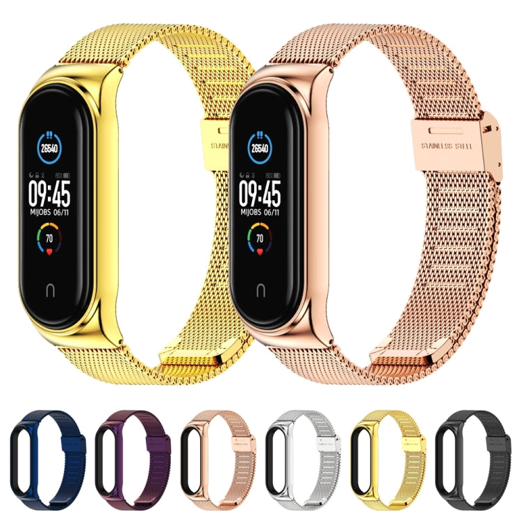 Mijobs Milan CS Screwless Buckle Metal Watch Band Case for Xiaomi Mi Band 3 & 4 & 5 & 6, Host not Included(Rose Gold) by MIJOBS