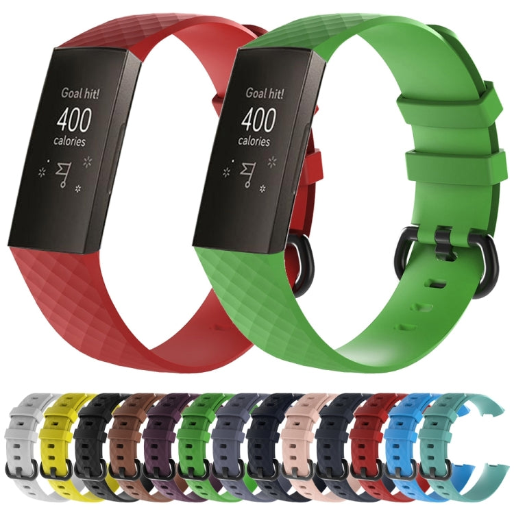 Diamond Pattern Silicone Watch Band for Fitbit Charge 3, Size: 210x18mm(Green) by bashfashion