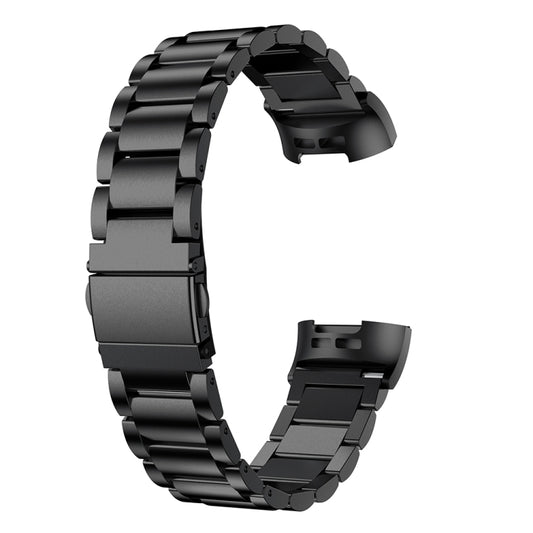 Three Beads Slingshot Buckle Solid Stainless Steel Watch Band for Fitbit Charge 3(Black) by bashfashion