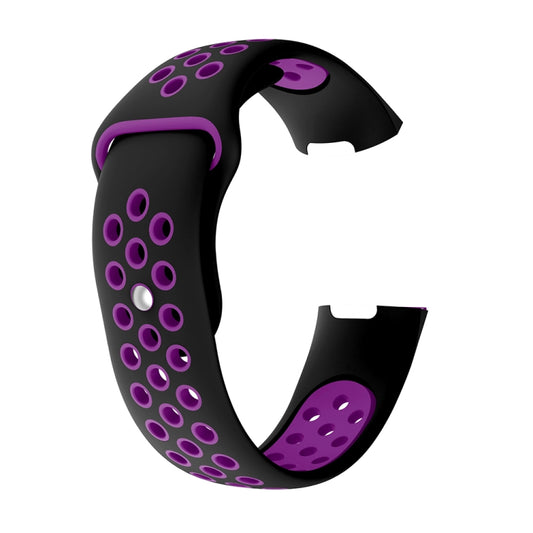 Two-color Round Hole Silicone Watch Band for Fitbit Charge 3, Watch Band Size:145-210mm(Purple) by bashfashion