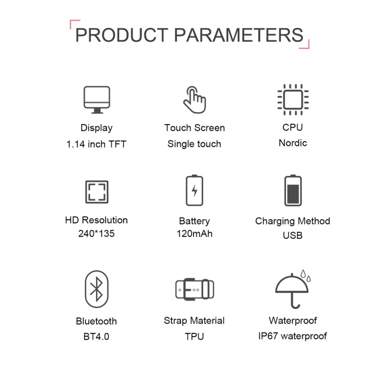 TD19 1.14 inches IPS Screen Smart Bracelet IP67 Waterproof, Support Call Reminder / Heart Rate Monitoring / Blood Pressure Monitoring / Sleep Monitoring / Remote Camera (Blue) by bashfashion