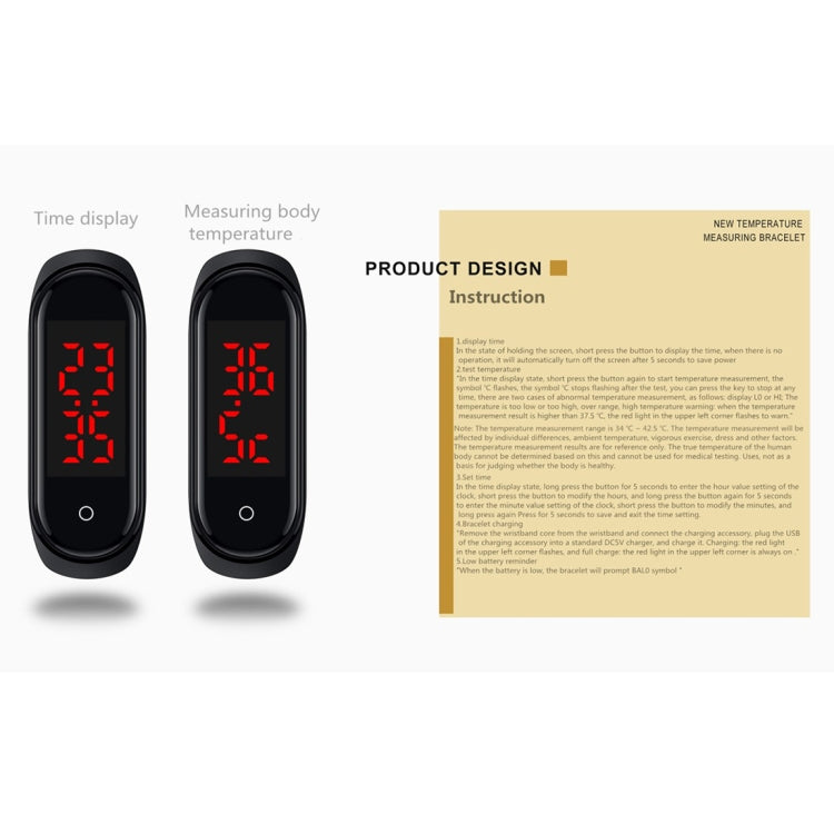 V8 Smart Temperature Monitoring Bracelet, Temperature Measurement Range: 30-45 Degrees Celsius by bashfashion