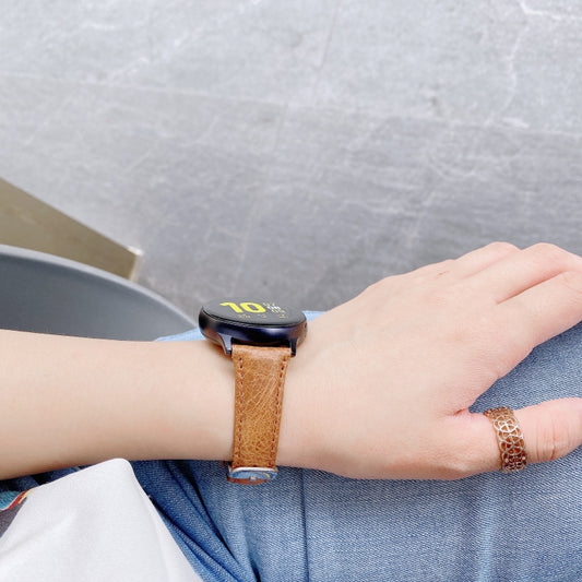 For Samsung Galaxy Watch 22mm Smart Watch Universal Double-sided Leather Small Watch Band(Brown) by bashfashion