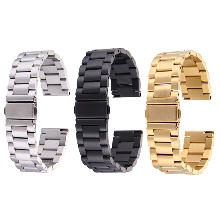 For Samsung Gear S2 Classic Smart Watch Butterfly Buckle 3 Beads Stainless Steel Watchband(Black) by bashfashion