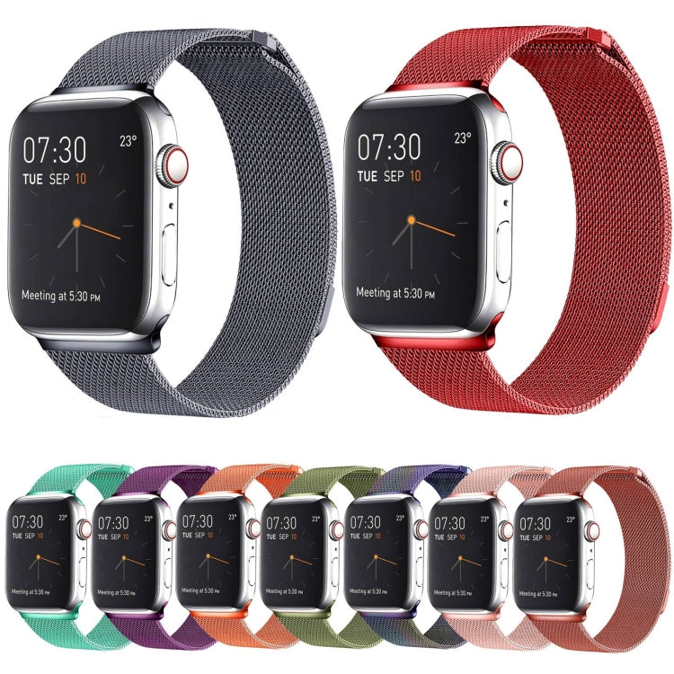 Milanese Loop Magnetic Stainless Steel Watch Band for Apple Watch Series 10 42mm / 9&8&7 41mm / SE 3&SE 2&6&SE&5&4 40mm / 3&2&1 38mm(Rose Pink) by bashfashion