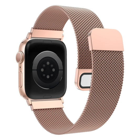 Milanese Loop Magnetic Stainless Steel Watch Band for Apple Watch Ultra 49mm&Watch Ultra 2 49mm / Series 10 46mm / 9&8&7 45mm / SE 3&SE 2&6&SE&5&4 44mm / 3&2&1 42mm(Rose Pink) by bashfashion