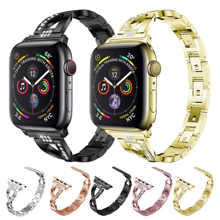 Colorful Diamond Stainless Steel Watch Band for Apple Watch Series 7 41mm / 6 & SE & 5 & 4 40mm / 3 & 2 & 1 38mm(Purple) by bashfashion