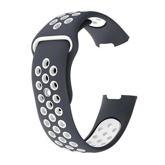 Two-color Round Hole Silicone Watch Band for Fitbit Charge 3, Watch Band Size:130-195mm(Grey White) by bashfashion
