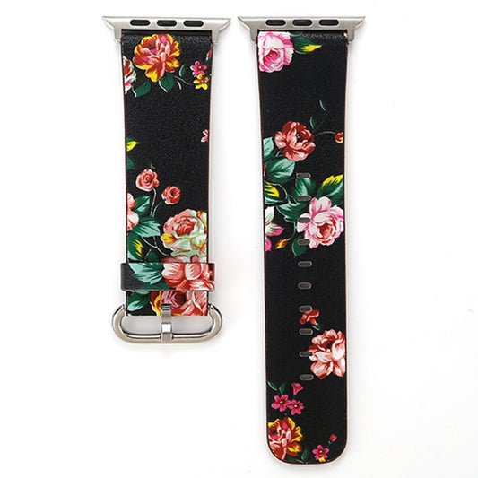 For Apple Watch Ultra 49mm&Watch Ultra 2 49mm / Series 10 46mm / 9&8&7 45mm / SE 3&SE 2&6&SE&5&4 44mm / 3&2&1 42mm Fashion Pastoralism Style Little Floral Pattern Women Watch Leather Watch Band by bashfashion