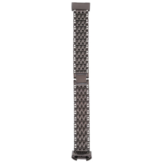 For Fitbit Charge 3 Diamond-studded Stainless Steel Watch Band(Black) by bashfashion