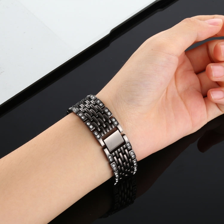 For Fitbit Charge 3 Diamond-studded Stainless Steel Watch Band(Black) by bashfashion