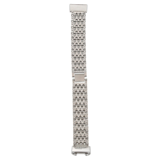 For Fitbit Charge 3 Diamond-studded Stainless Steel Watch Band(Silver) by bashfashion