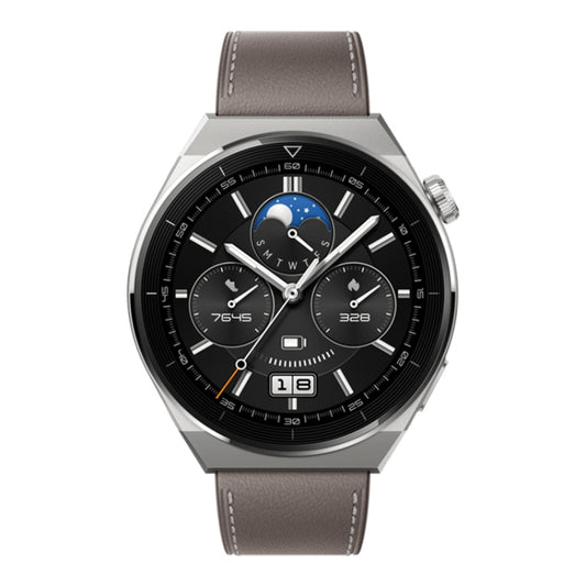 HUAWEI WATCH GT 3 Pro Titanium Smart Watch 46mm Genuine Leather Wristband, 1.43 inch AMOLED Screen, Support ECG / GPS / 14-days Battery Life(Grey) by Huawei