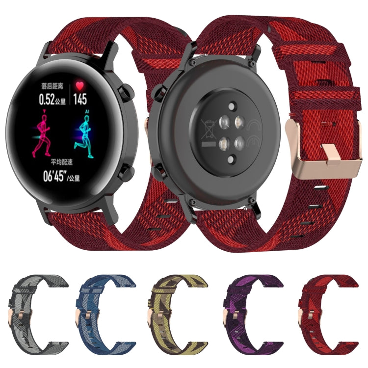 20mm Stripe Weave Nylon Wrist Strap Watch Band for Huawei GT 2 42mm / Honor Magic Watch 2 42mm(Red) by bashfashion