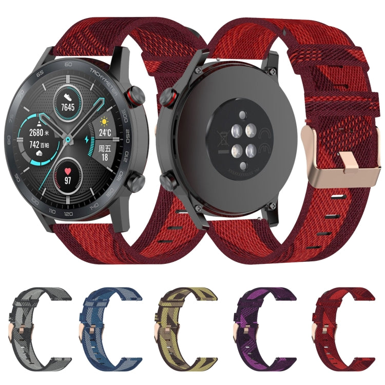 22mm Stripe Weave Nylon Wrist Strap Watch Band for Huawei GT / GT2 46mm, Honor Magic Watch 2 46mm / Magic(Purple) by bashfashion