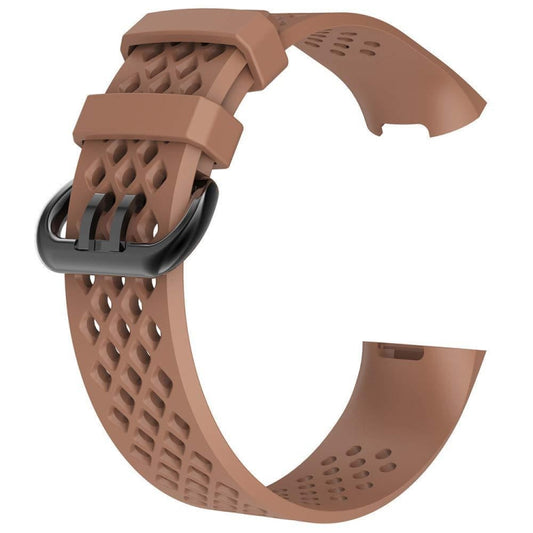 Square Hole Adjustable Sport Watch Band for FITBIT Charge 3(Coffee) by bashfashion