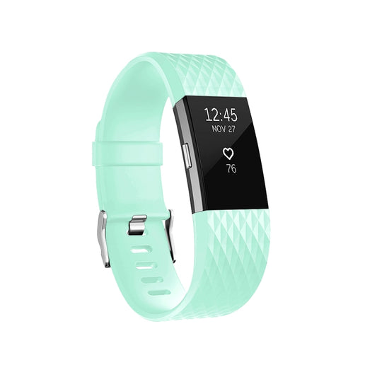 Diamond Pattern Adjustable Sport Watch Band for FITBIT Charge 2, Size: L, 12.5x8.5cm(Cyan) by bashfashion