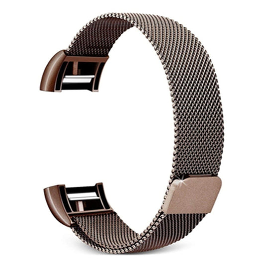 Smart Watch Stainless Steel Watch Band for FITBIT Charge 2, Size: S(Coffee) by bashfashion