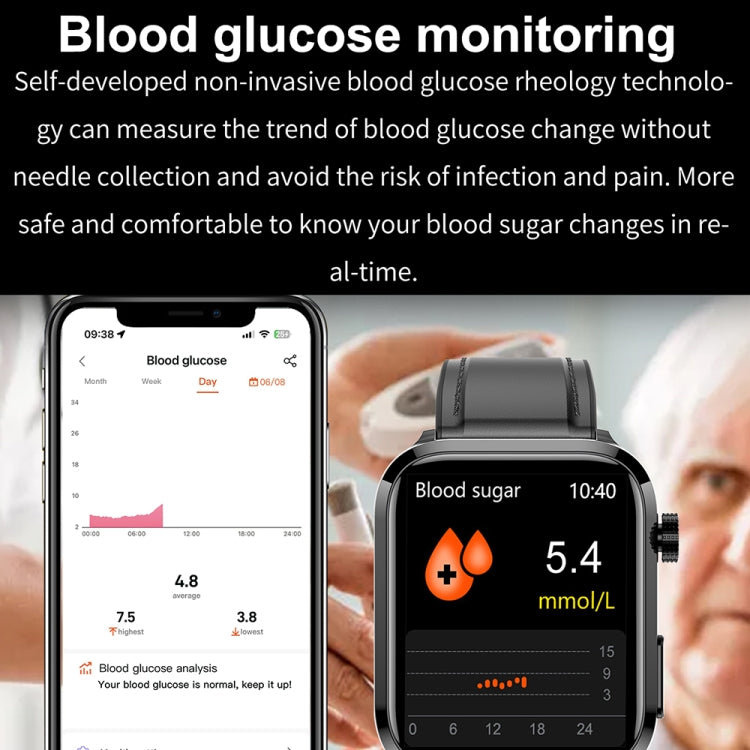 ET210 1.91 inch IPS Screen IP67 Waterproof Silicone Band Smart Watch, Support Body Temperature Monitoring / ECG (Black) by bashfashion