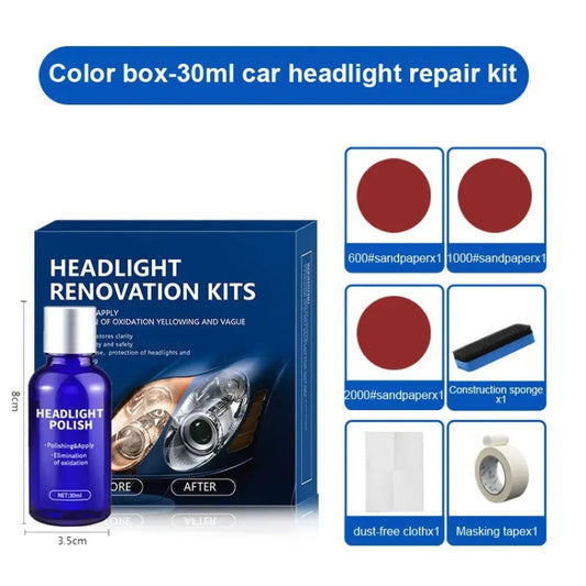 Car Headlight Scratch Yellowing Repair Fluid Set, Capacity: 30ml by bashfashion