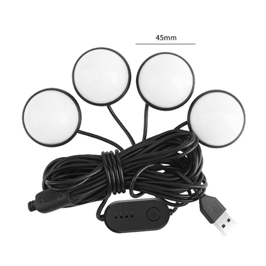 Car 4 in 1 USB RGB Foot Colorful LED Atmosphere Light by bashfashion