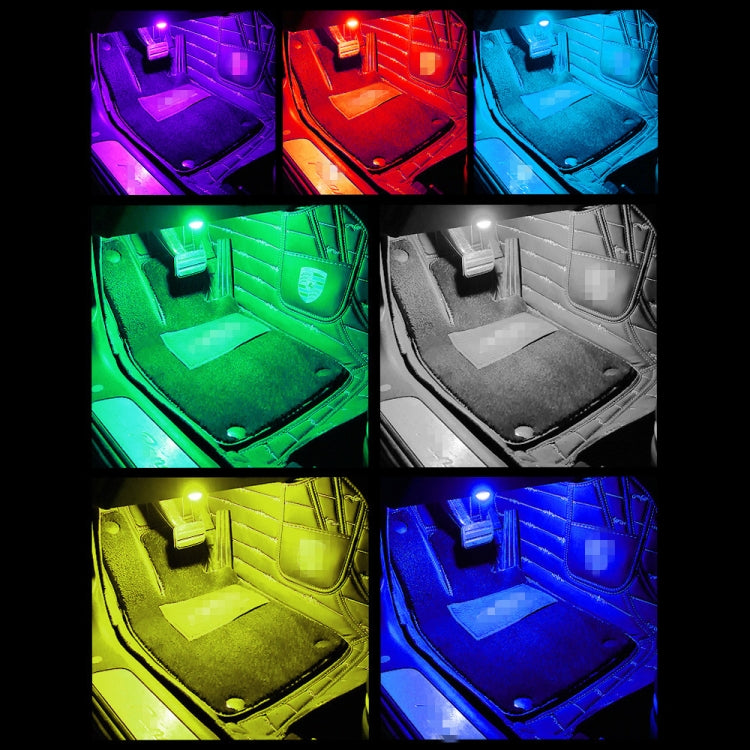 Car 4 in 1 USB RGB Foot Colorful LED Atmosphere Light by bashfashion