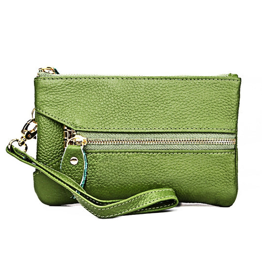 2001 Horizontal Square Litchi Texture Wallet Clutch Bag for Ladies, with Detachable Hand Strap & 6 Key Rings(Green) by bashfashion