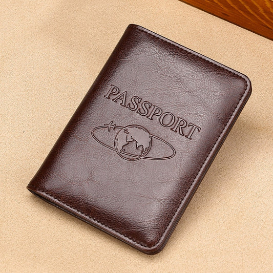 TP-8296 Multi-functional RFID Leather Travel Passport Holder(Dark Brown) by bashfashion