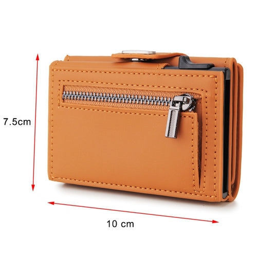 CH0727-1 RFID Carbon Fiber Zipper Multifunctional Card Package(Brown) by bashfashion