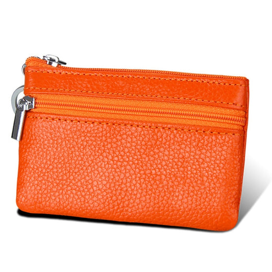 Cowhide Leather Zipper Solid Color Horizontal Card Holder Wallet RFID Blocking Coin Purse Card Bag Protect Case, Size: 11.4*7.4cm(Orange) by bashfashion