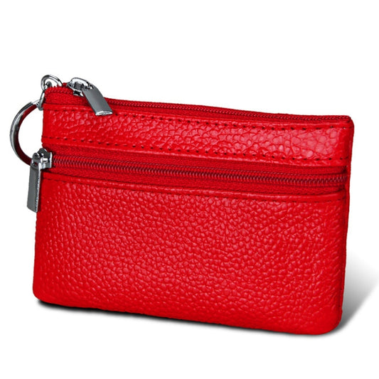 Cowhide Leather Zipper Solid Color Horizontal Card Holder Wallet RFID Blocking Coin Purse Card Bag Protect Case, Size: 11.4*7.4cm(Red) by bashfashion
