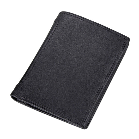 Genuine Cowhide Leather 3-folding Card Holder Wallet RFID Blocking Card Bag Protect Case for Men, Size: 13*10.2*2.5cm by bashfashion