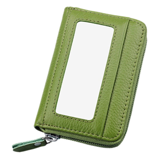 Genuine Cowhide Leather Solid Color Zipper Horizontal Card Holder Wallet RFID Blocking Card Bag Protect Case with 12 Card Slots, Size: 11.5*7.5cm(Green) by bashfashion