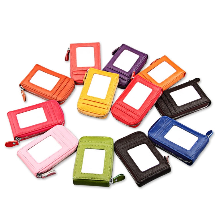 Genuine Cowhide Leather Solid Color Zipper Vertical Card Holder Wallet RFID Blocking Card Bag Protect Case with 12 Card Slots, Size: 11.5*7.5cm(Purple) by bashfashion