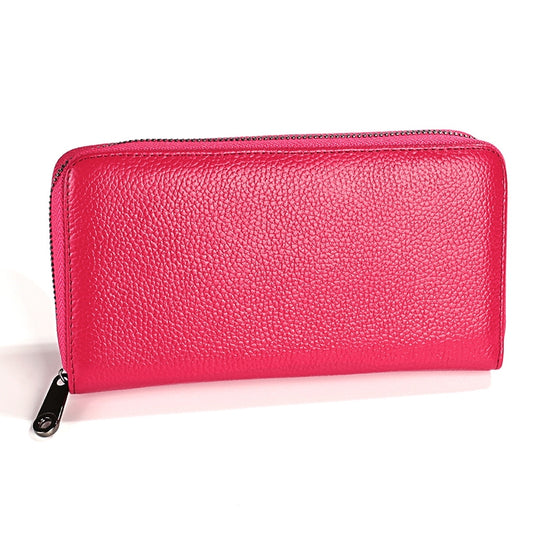 KB196 Top-grain Leather Large Capacity Multi-function 36-Bit Anti-magnetic RFID Organ Card Package Wallet(Rose Red) by bashfashion