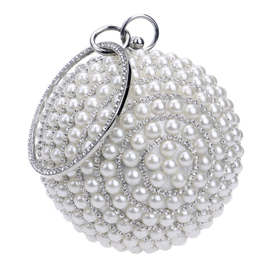 Ball Shape Women Fashion Banquet Party Pearl Handbag(Silver) by bashfashion