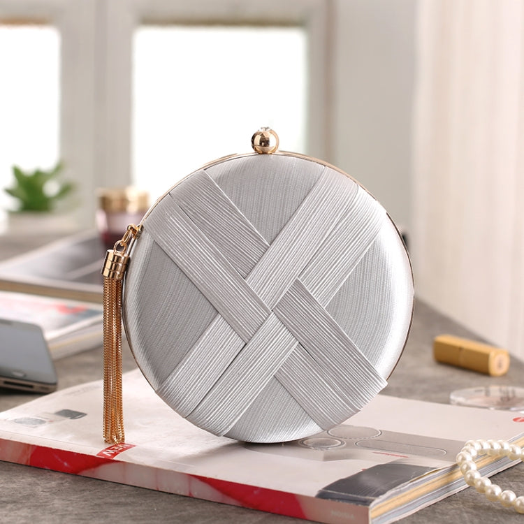 Women Fashion Banquet Party Silk Handbag(Silver) by bashfashion