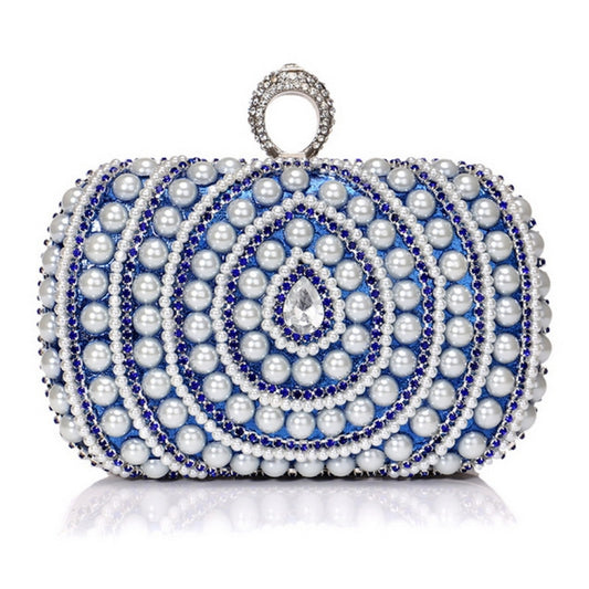 Women Fashion Banquet Party Pearl Handbag(Blue) by bashfashion